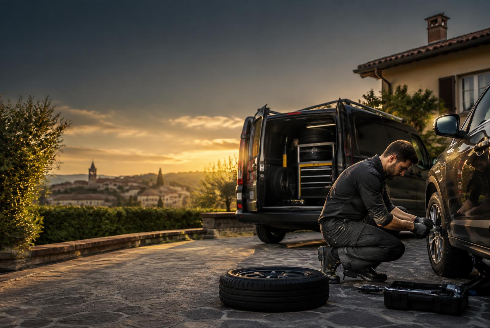 Cambio gomme a domicilio con officina mobile Jolly